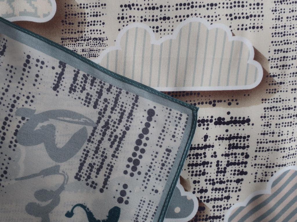 53x53 cm Mulberry Silk Cloud Print Scarf | Blue White Teal | Luxury Square Scarf | Women's & Men's Neckerchief - Scarves4you