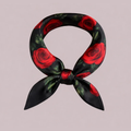 Silk Square Scarf 53×53 cm – Red Rose Print | Cream & Black Floral Design - Scarves4you