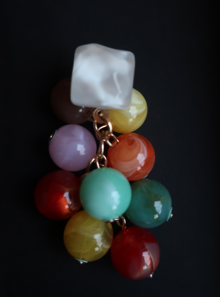 Colorful stone cluster earrings detail