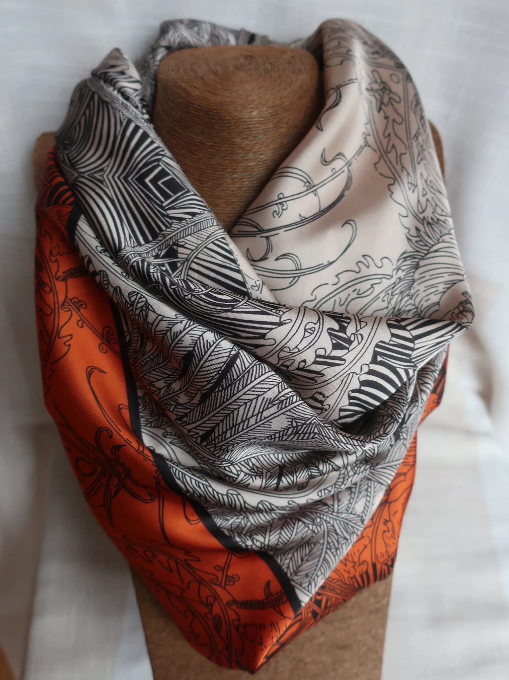 Grey Orange Scarf 100x100cm - Silk Feel Polyester Square Scarf - Scarves4you