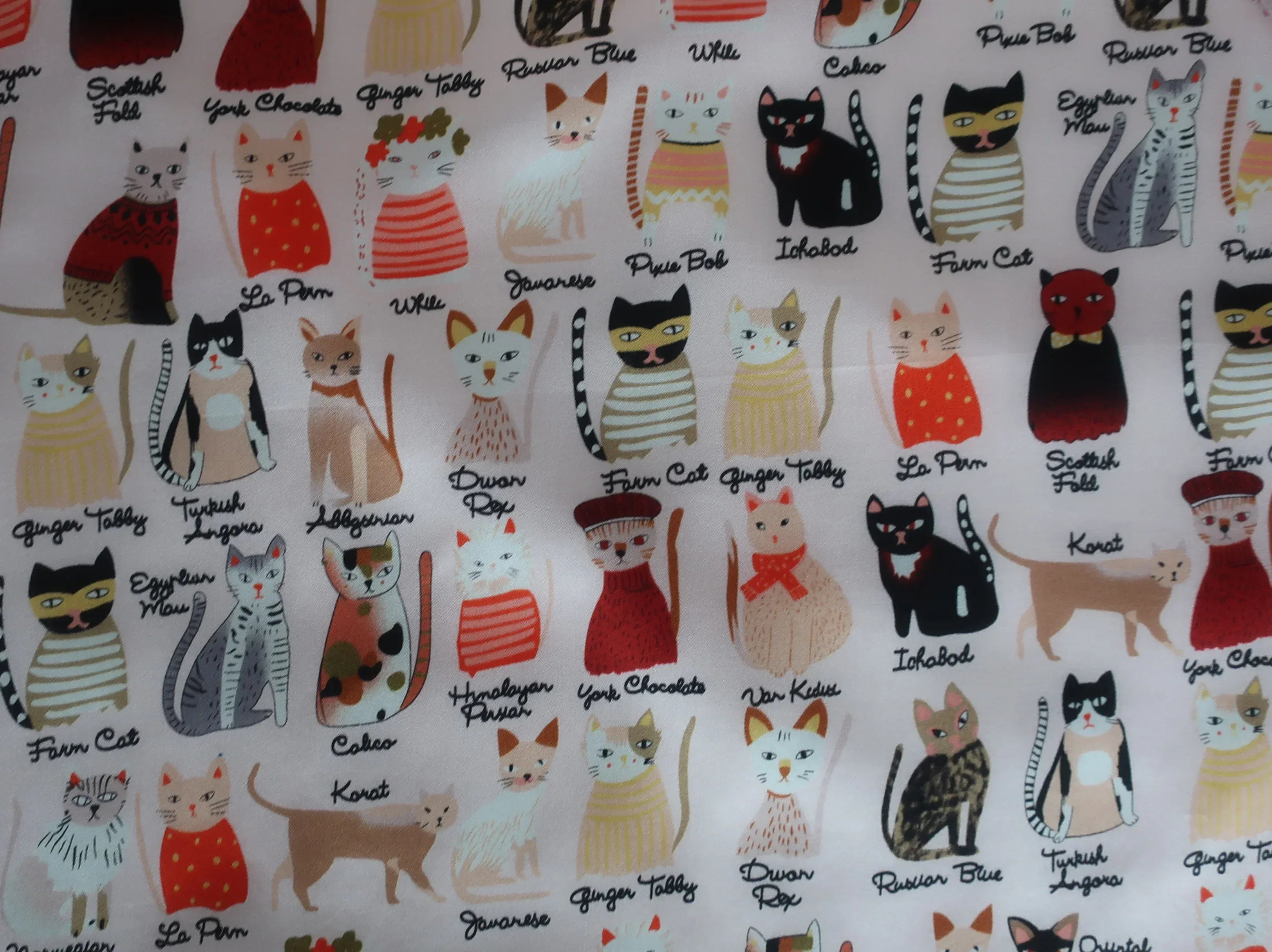 53x53 cm Mulberry Silk Cat Print Scarf | Whimsical Feline Pattern | Luxury Square Scarf | Cat Lover Gift - Scarves4you