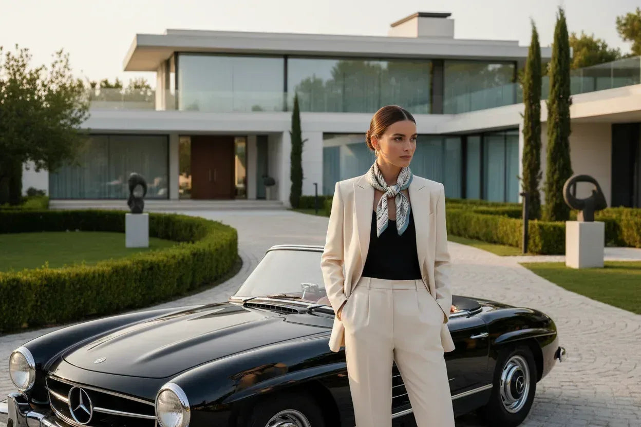 53x53 cm Mulberry Silk Cloud Print Scarf | Blue White Teal | Luxury Square Scarf | Women's & Men's Neckerchief - Scarves4you