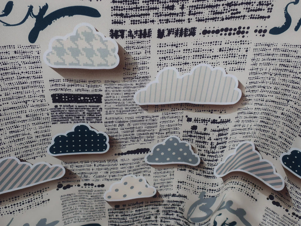 53x53 cm Mulberry Silk Cloud Print Scarf | Blue White Teal | Luxury Square Scarf | Women's & Men's Neckerchief - Scarves4you