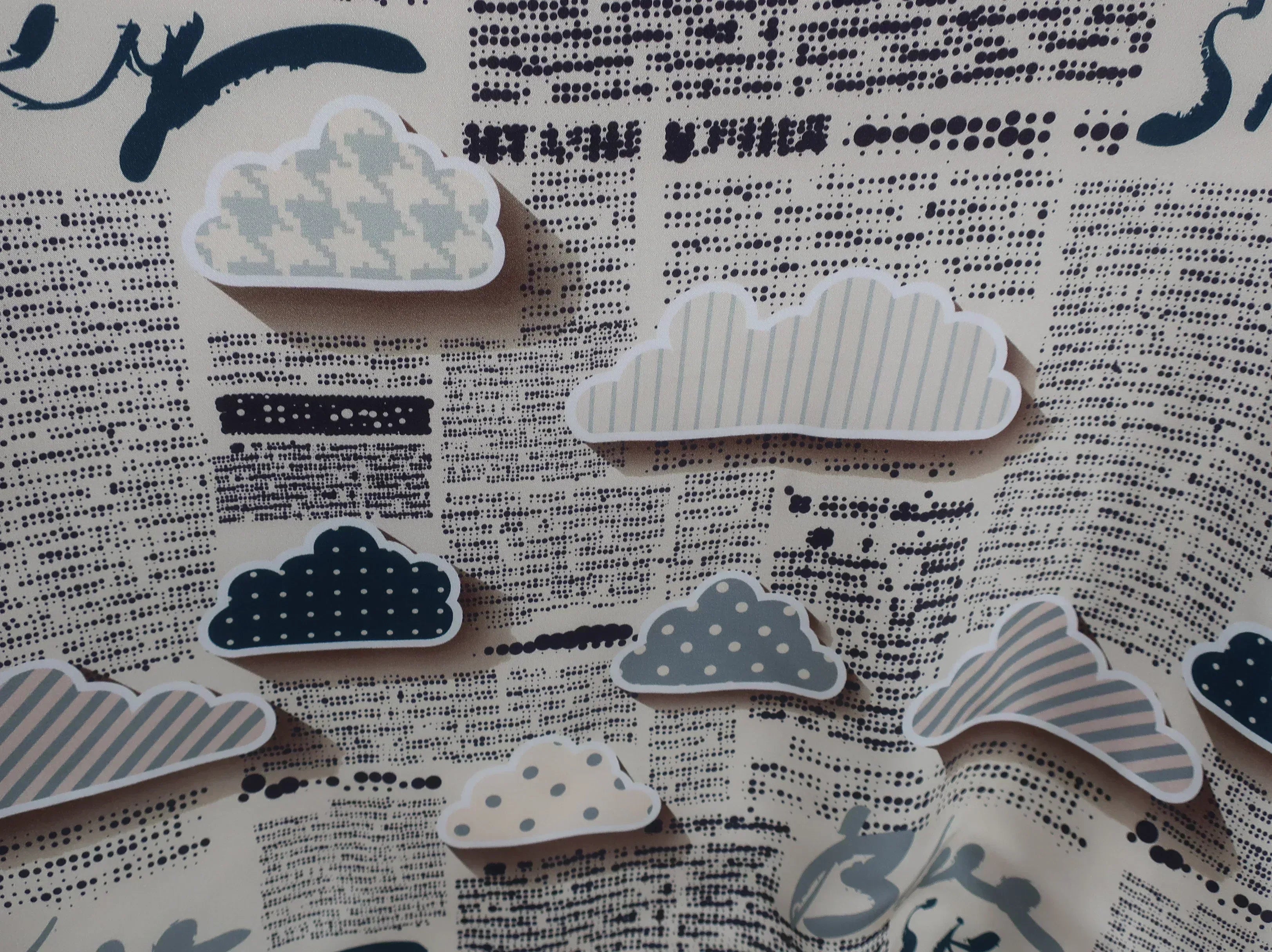 53x53 cm Mulberry Silk Cloud Print Scarf | Blue White Teal | Luxury Square Scarf | Women's & Men's Neckerchief - Scarves4you