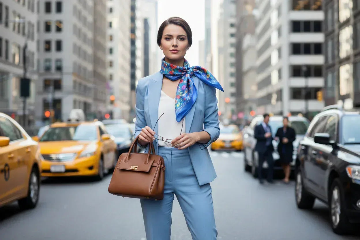 Blue Multicolor Floral Garden Pattern 70x70cm - Scarves4you