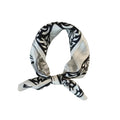 Natural Mulberry Silk Square Scarf - White Black Botanical Garden Pattern 53x53cm - Scarves4you