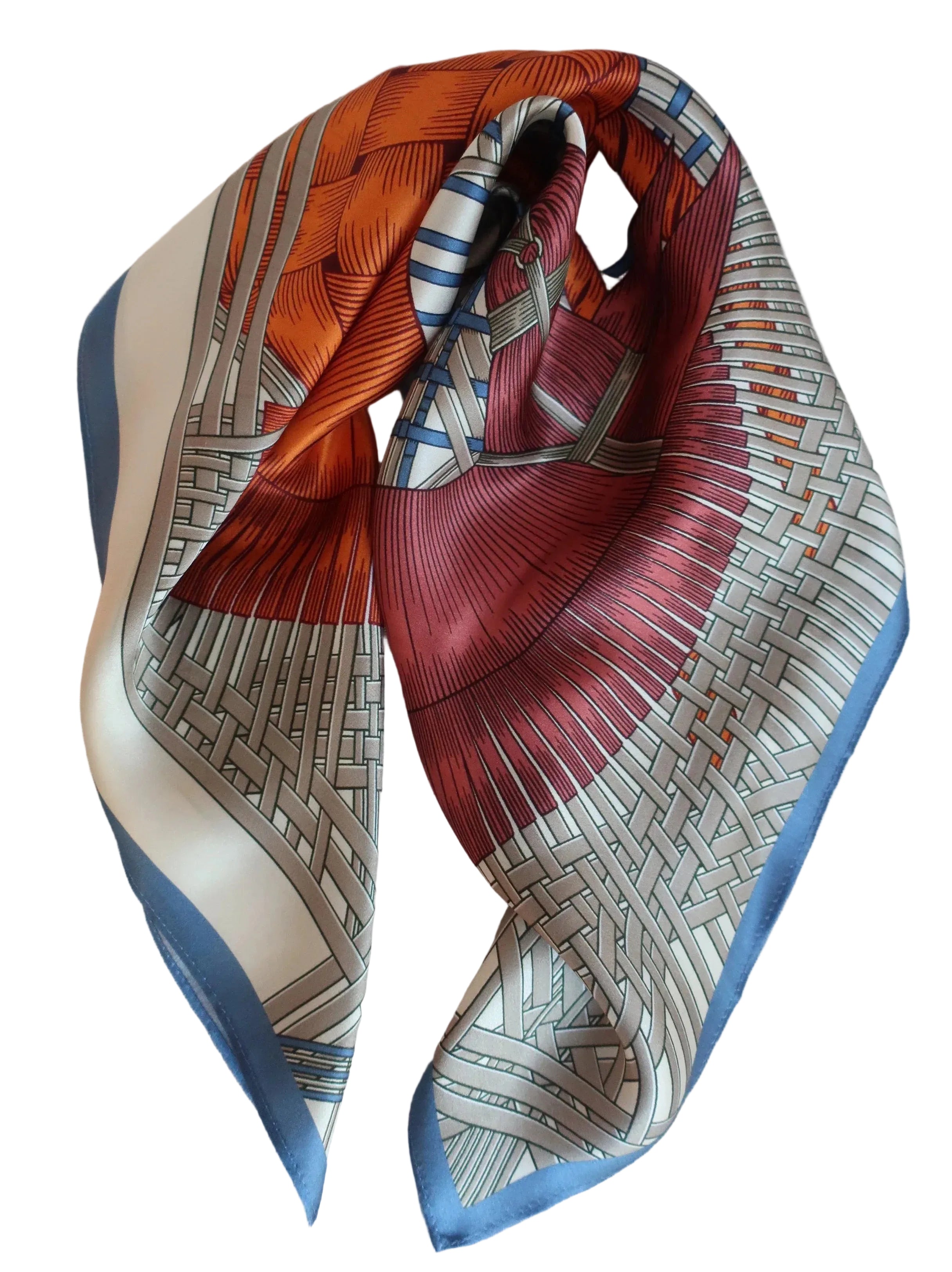 Natural Mulberry Silk Square Scarf - Geometric Woven Pattern Gradient 53x53cm - Scarves4you