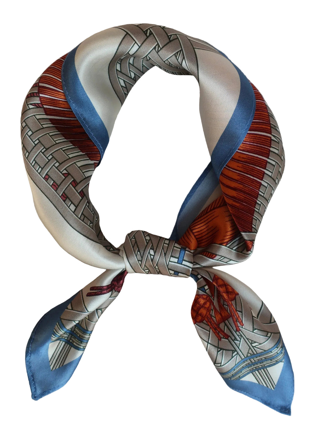 Natural Mulberry Silk Square Scarf - Geometric Woven Pattern Gradient 53x53cm - Scarves4you