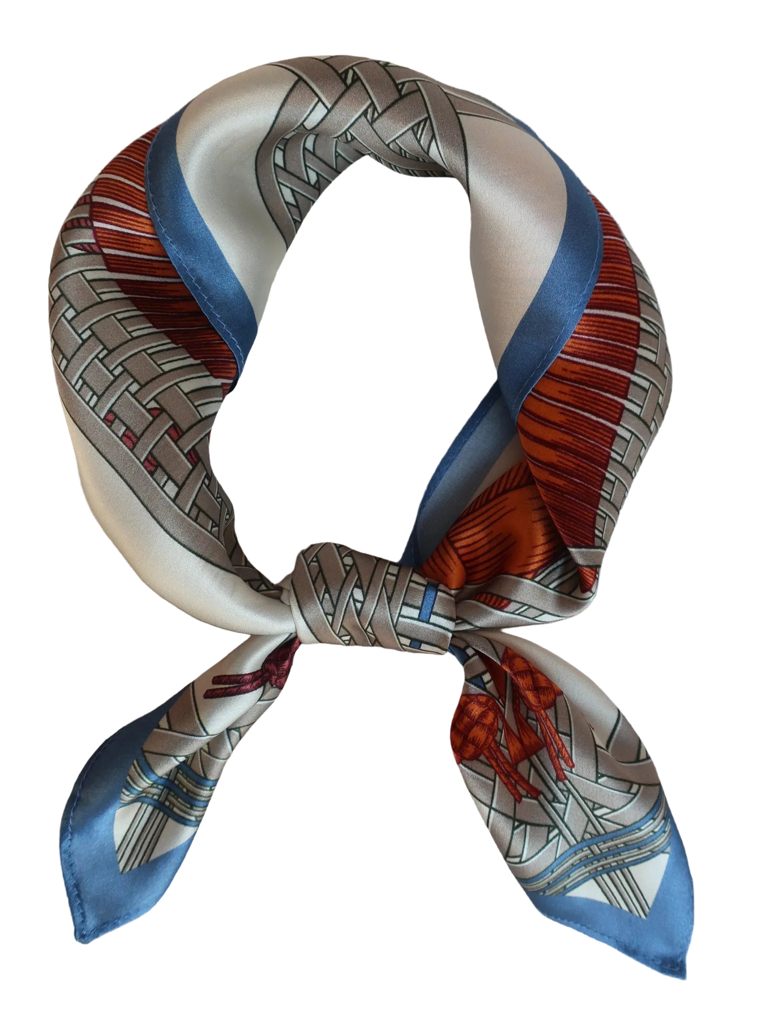 Natural Mulberry Silk Square Scarf - Geometric Woven Pattern Gradient 53x53cm - Scarves4you
