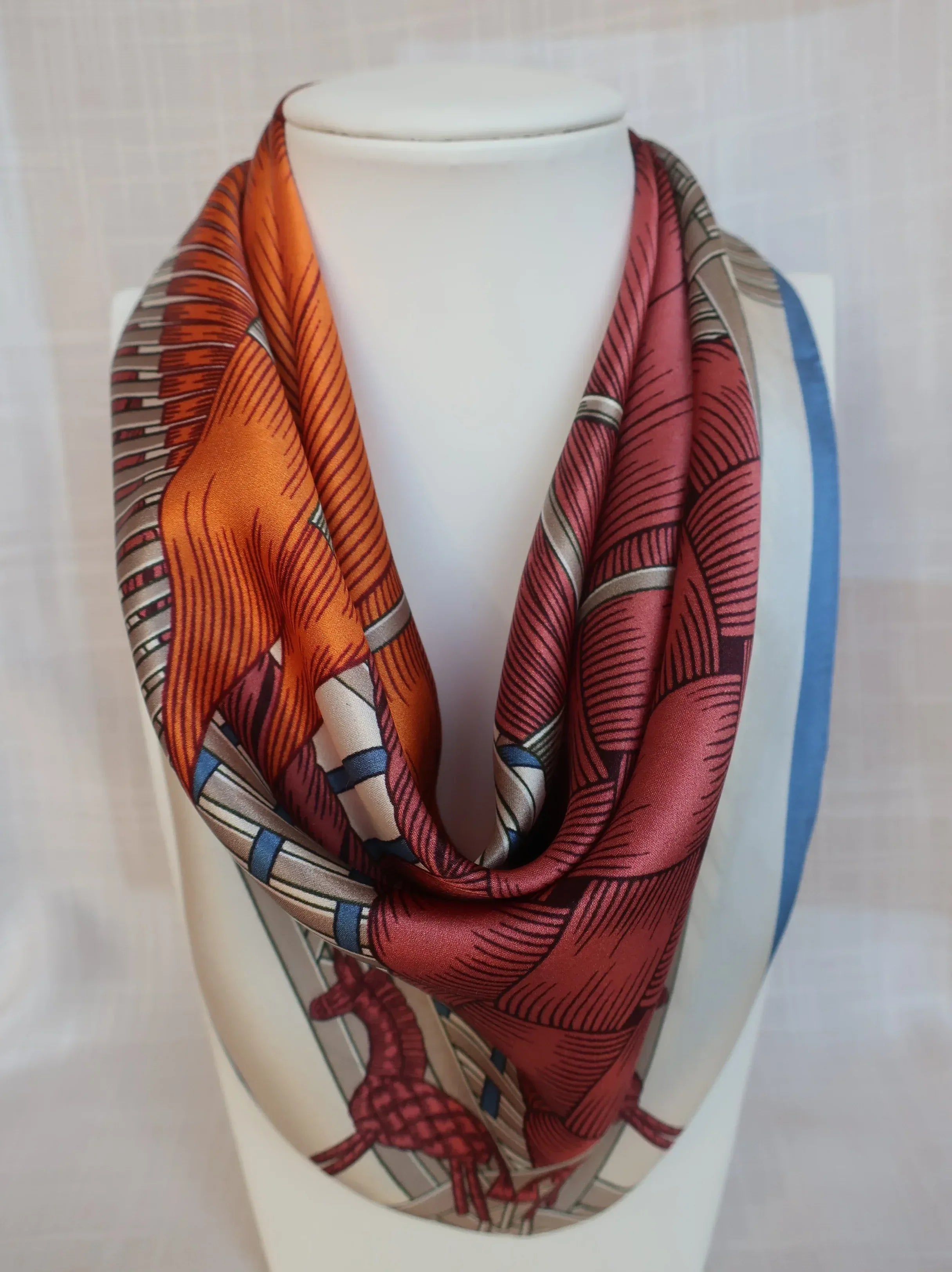 Natural Mulberry Silk Square Scarf - Geometric Woven Pattern Gradient 53x53cm - Scarves4you