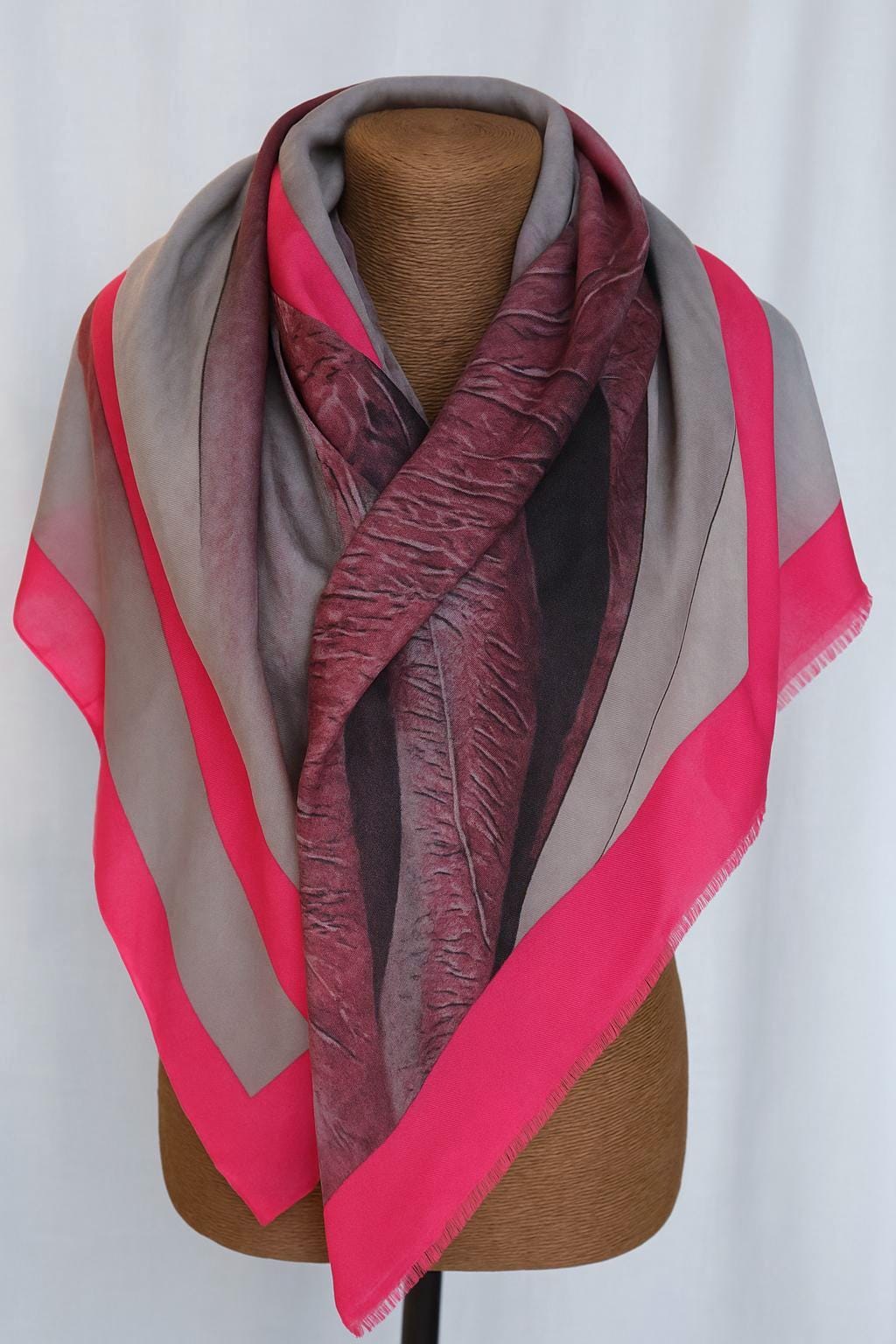 Elegant multicolor pink beige viscose cotton shawl 180x90cm draped beautifully - soft wrap scarf for women