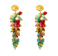 Shell & Stone Cluster Drop Earrings on white background
