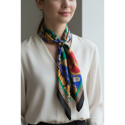 Elegant Scarf Ring - 18K Gold Plated Enamel Buckle & Clip for Silk Scarves - Scarves4you
