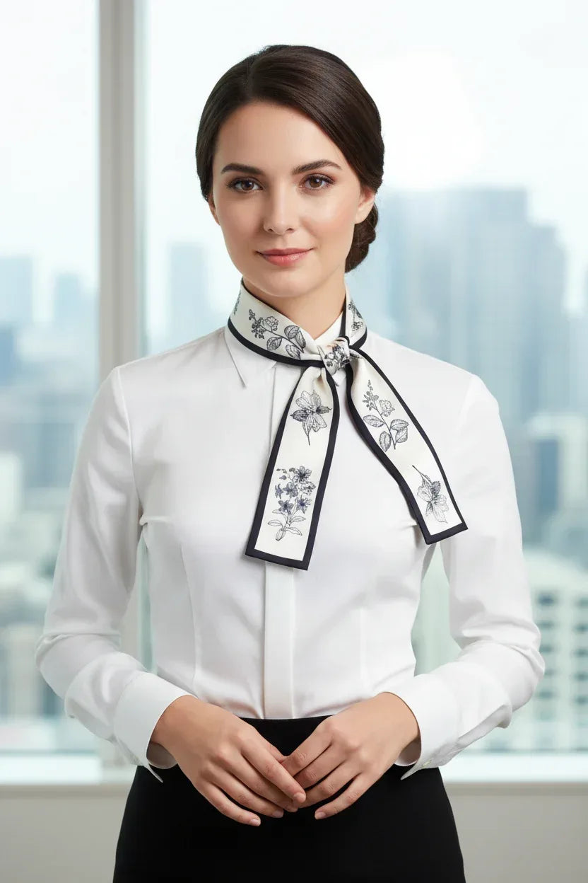 Skinny Scarf 125×7 cm – Floral Print Hair Ribbon | Versatile Headband & Neck Tie - Scarves4you