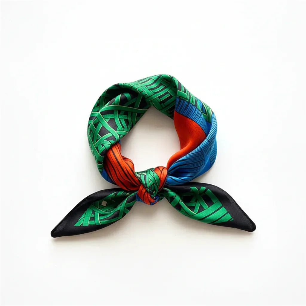 Black Green Art Deco Horse Silk Scarf - 53cm - Scarves4you