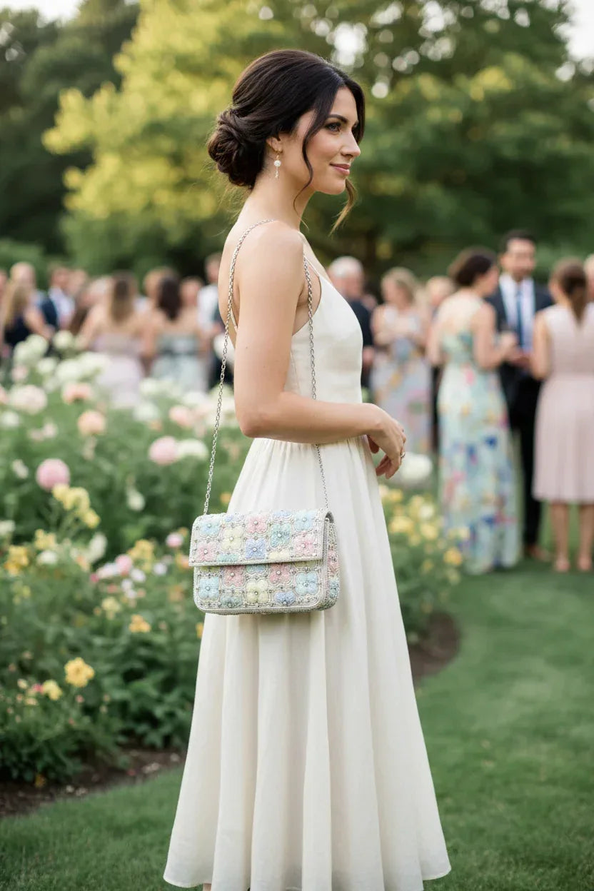 Beaded Floral Clutch Bag - Handcrafted Evening Purse - Scarves4you