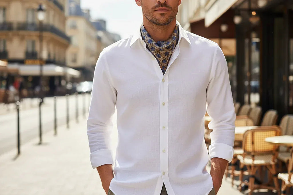 53x53 cm Mulberry Silk Scarf | Navy Blue Gold Geometric | Luxury Square Scarf | Women's & Men's Neckerchief - Scarves4you