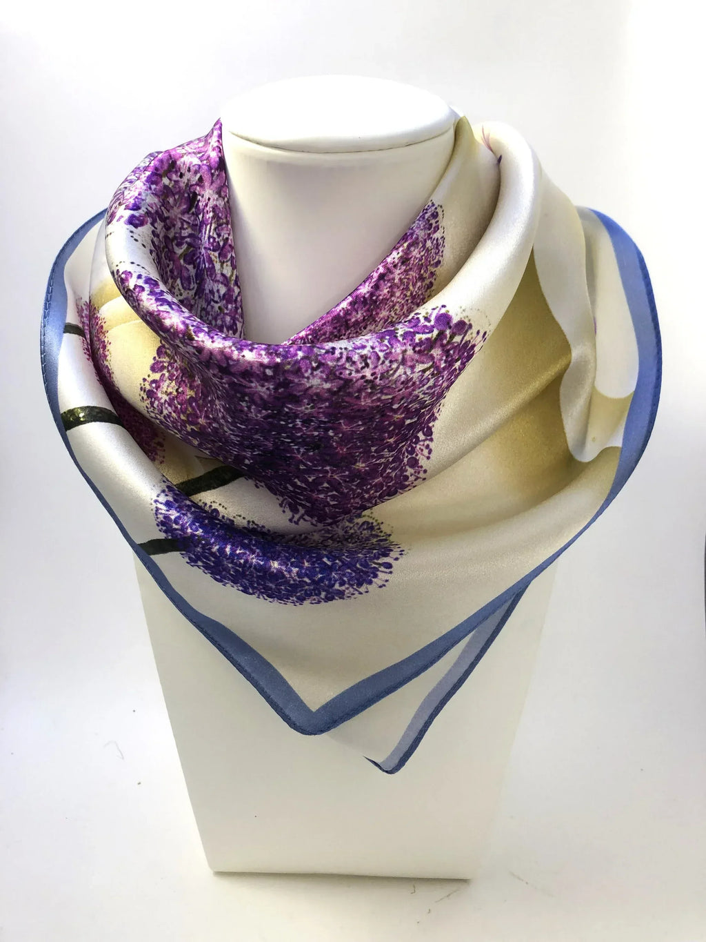 Lilac Floral Silk Scarf - 53cm - Scarves4you