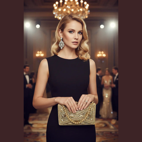 Gold Crystal Clutch Bag - Evening & Bridal Accessory - Scarves4you