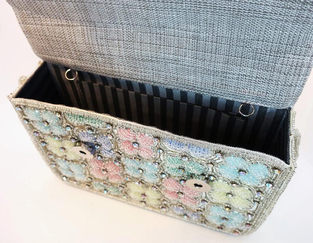 Beaded Floral Clutch Bag - Handcrafted Evening Purse - Scarves4you