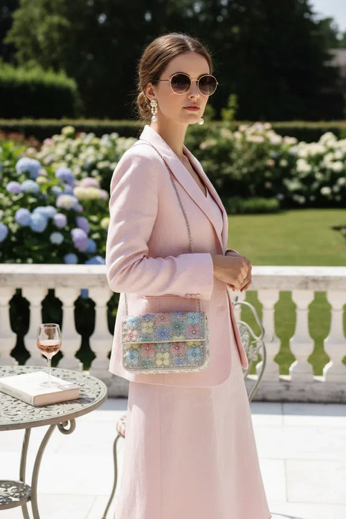 Beaded Floral Clutch Bag - Handcrafted Evening Purse - Scarves4you