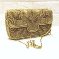 Gold Beaded Clutch Bag - Handcrafted Evening Purse - Scarves4you