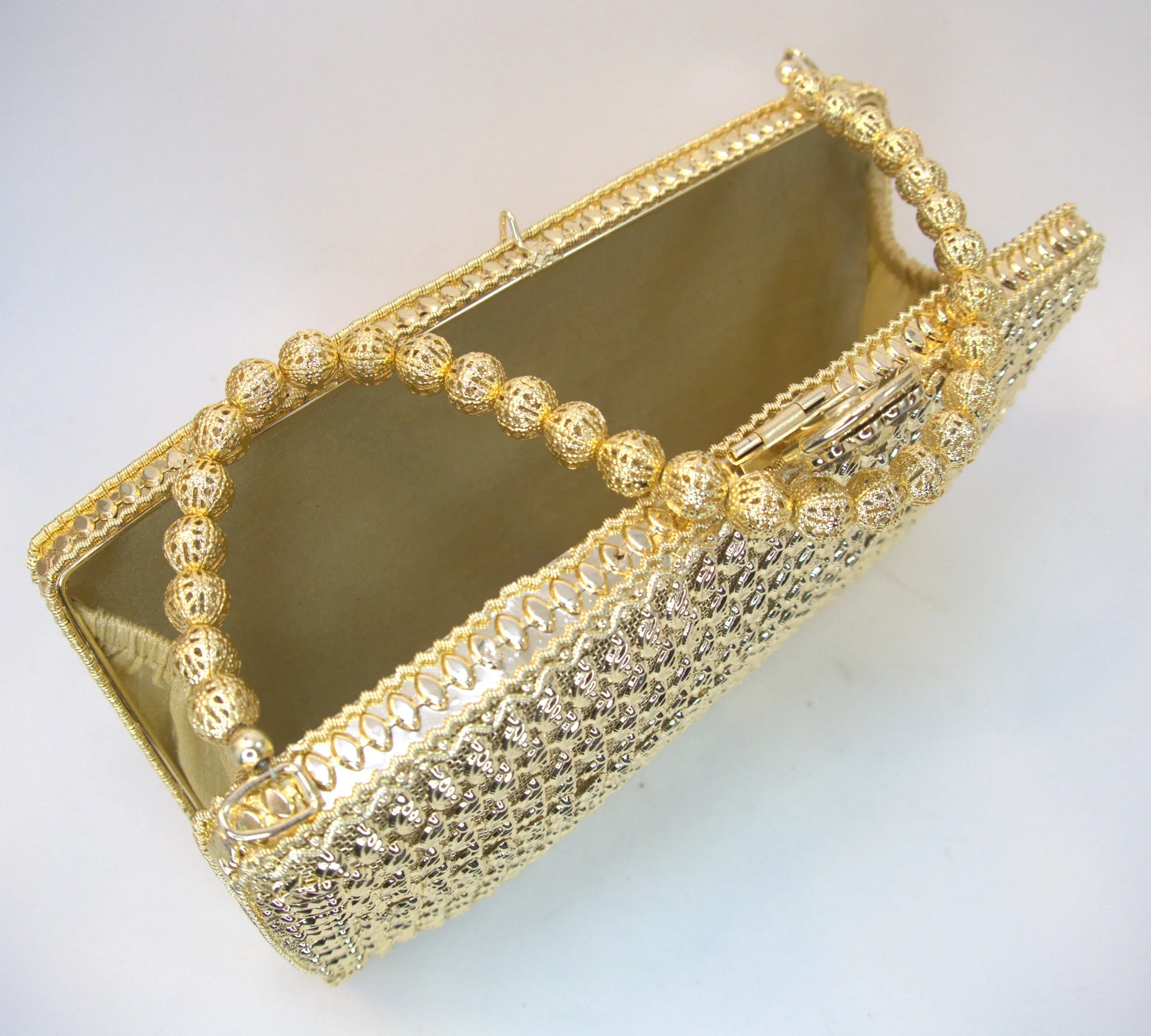 Gold Crystal Clutch Bag - Evening & Bridal Accessory - Scarves4you