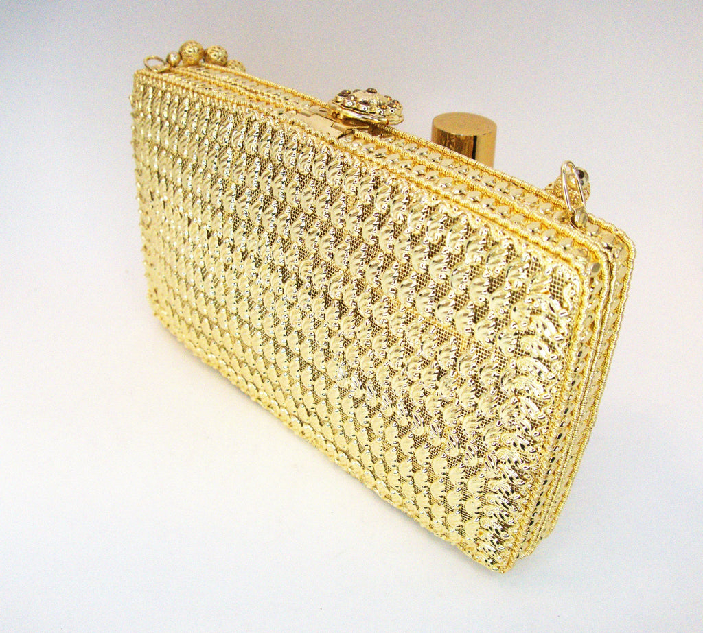 Gold Crystal Clutch Bag - Evening & Bridal Accessory - Scarves4you