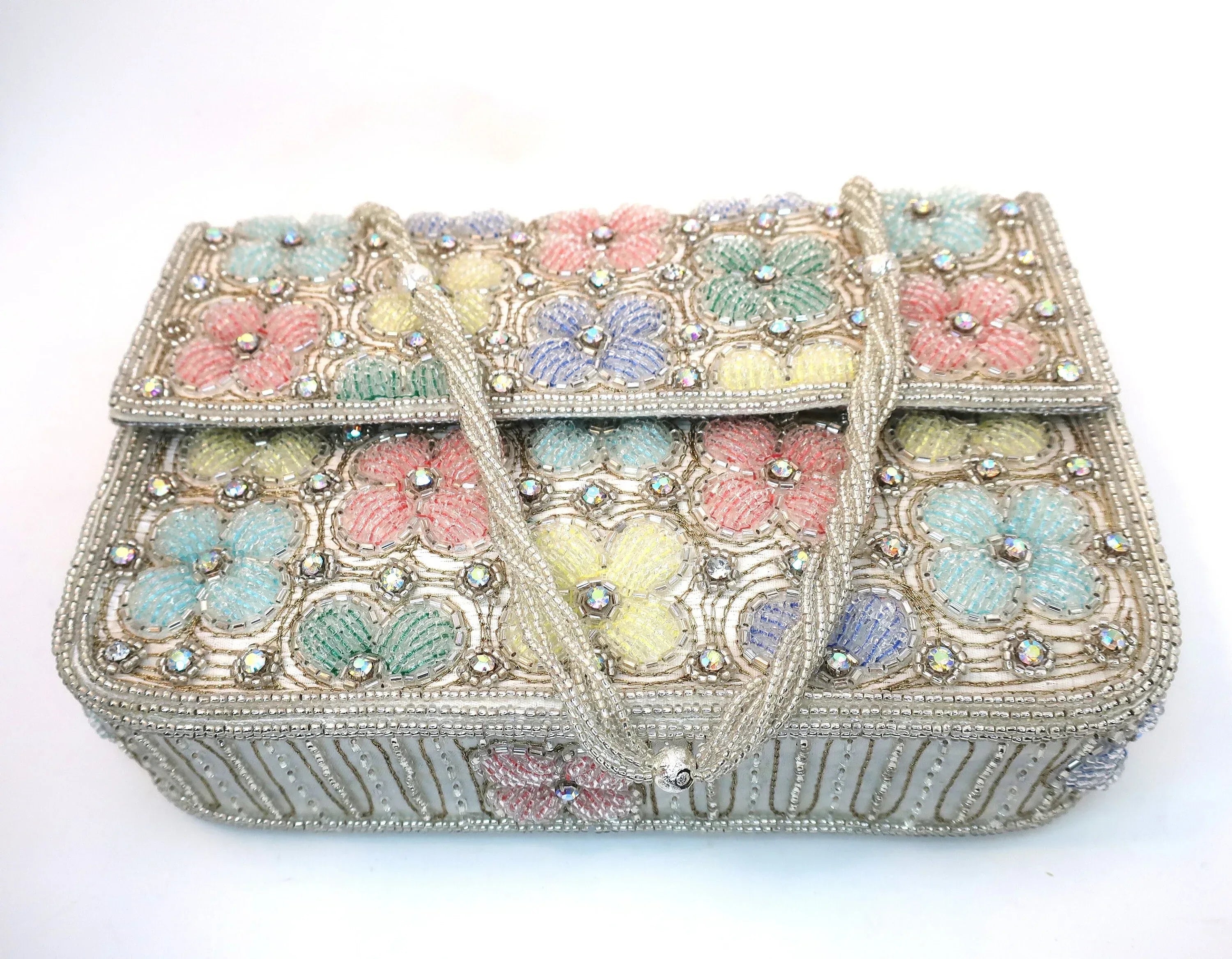 Beaded Floral Clutch Bag - Handcrafted Evening Purse - Scarves4you
