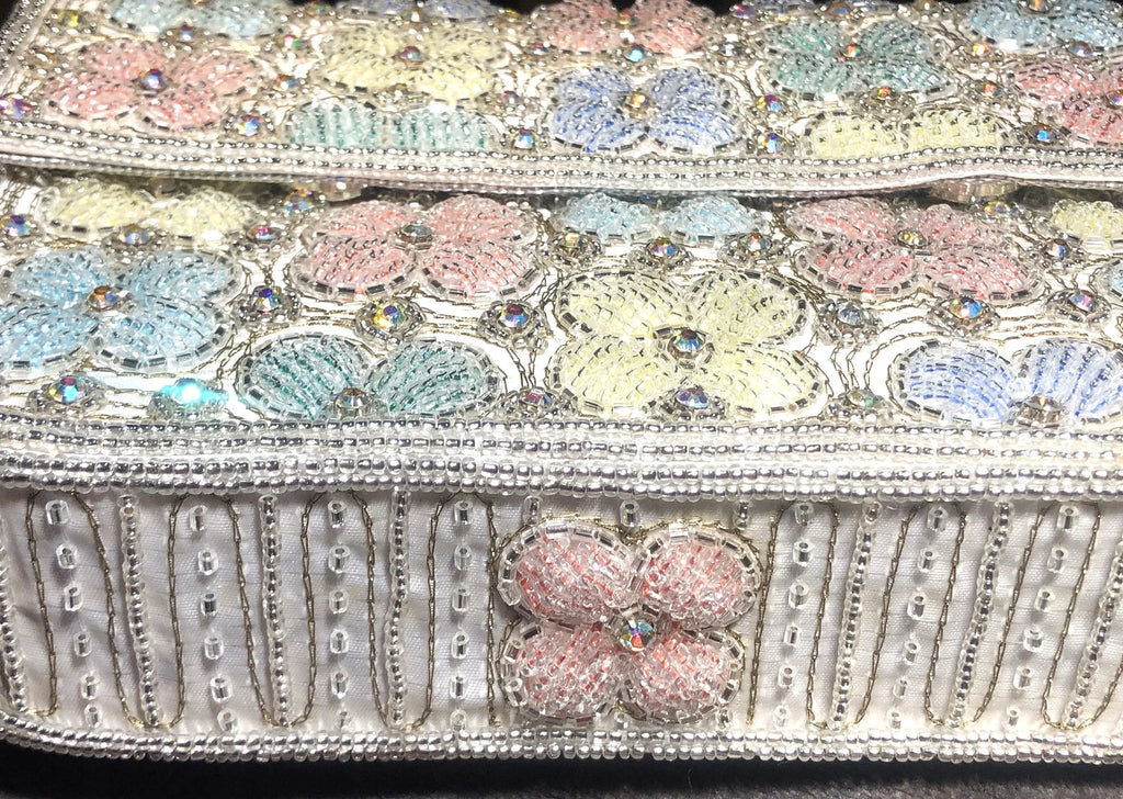 Beaded Floral Clutch Bag - Handcrafted Evening Purse - Scarves4you