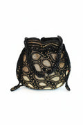 Black & Gold Beaded Potli Bag - Handcrafted Evening Purse - Scarves4you