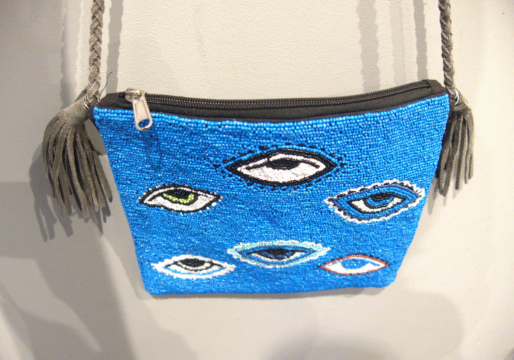Women's Evil Eye Bag Purse Handbag Boho Mini Crossbody Bag Beaded Clutch Bag Banjara Hippie Purse Good Luck Charm Evil Eye Protection