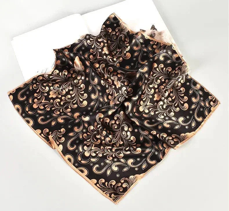 Natural Mulberry Silk Square Scarf - Multicolor Paisley Pattern 53x53cm - Scarves4you
