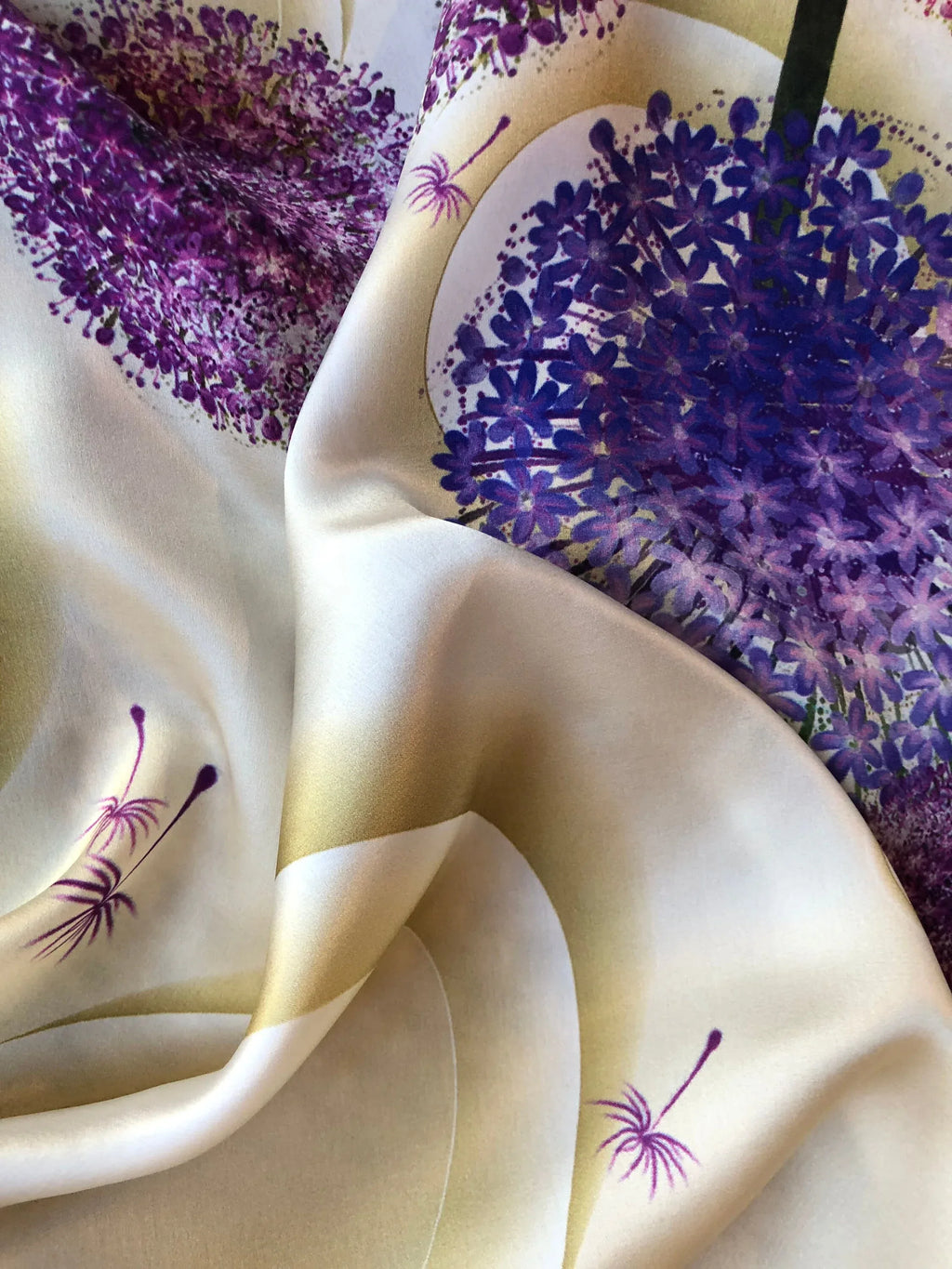 Lilac Floral Silk Scarf - 53cm - Scarves4you