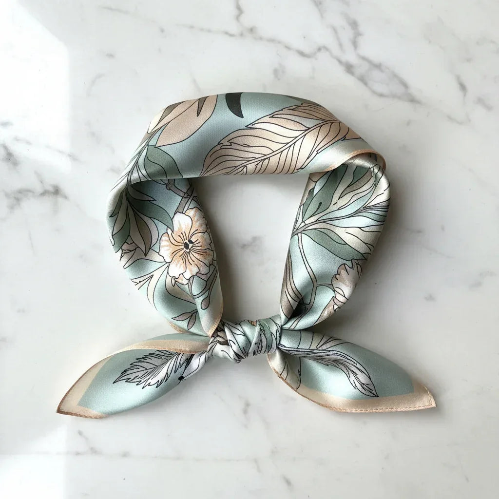 Mulberry Silk Square Scarf 53x53 cm - Pastel Floral Botanical Garden Design - Scarves4you