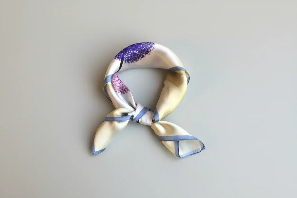 Lilac Floral Silk Scarf - 53cm - Scarves4you