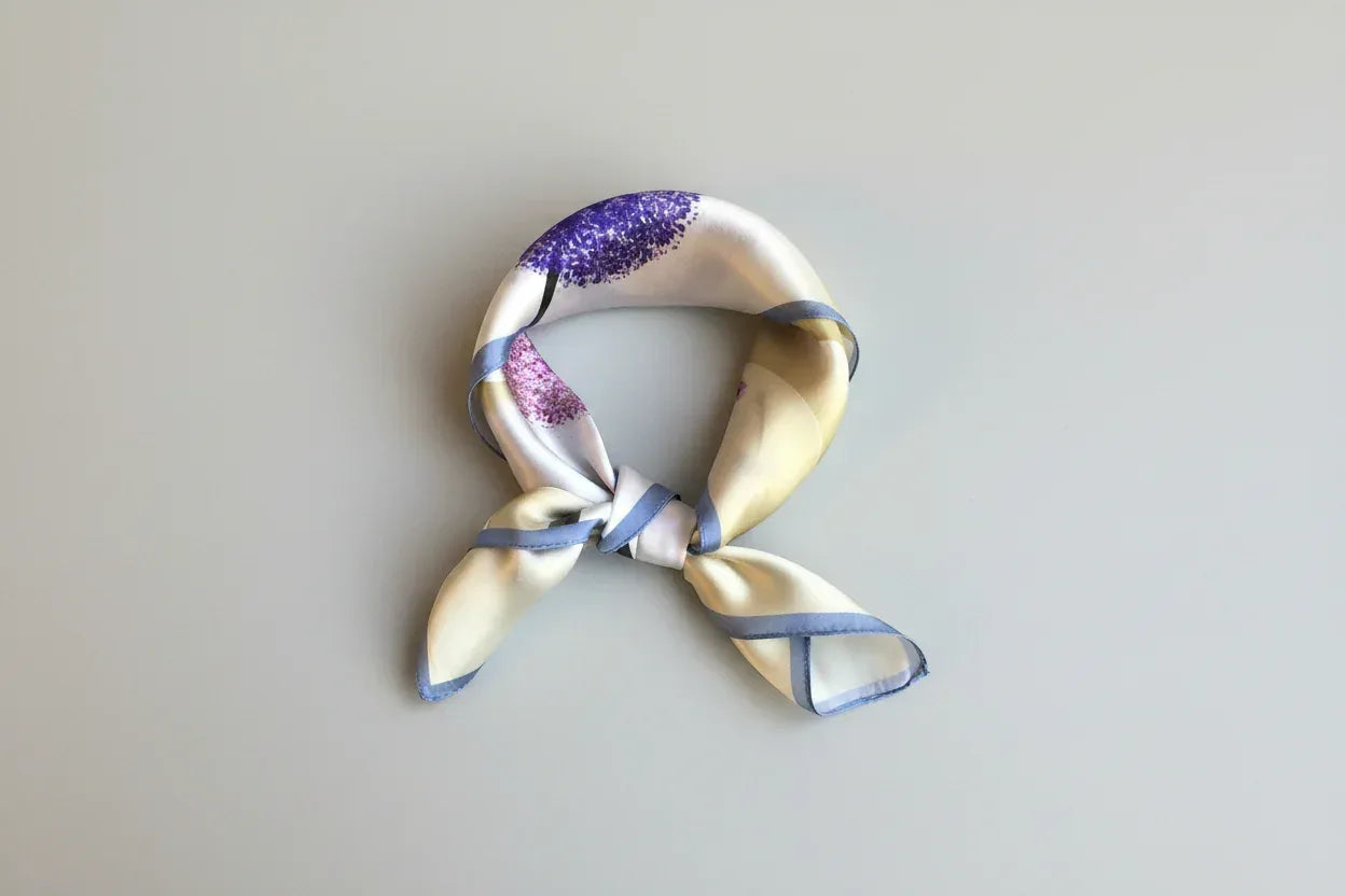 Lilac Floral Silk Scarf - 53cm - Scarves4you