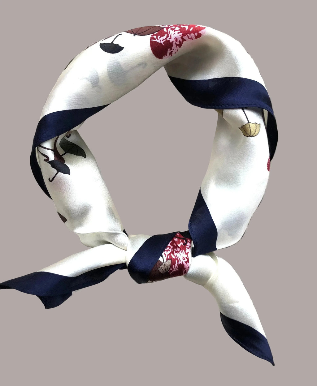 Silk Square Scarf 53×53 cm – Colorful Umbrella Print | Playful Bandana Design - Scarves4you