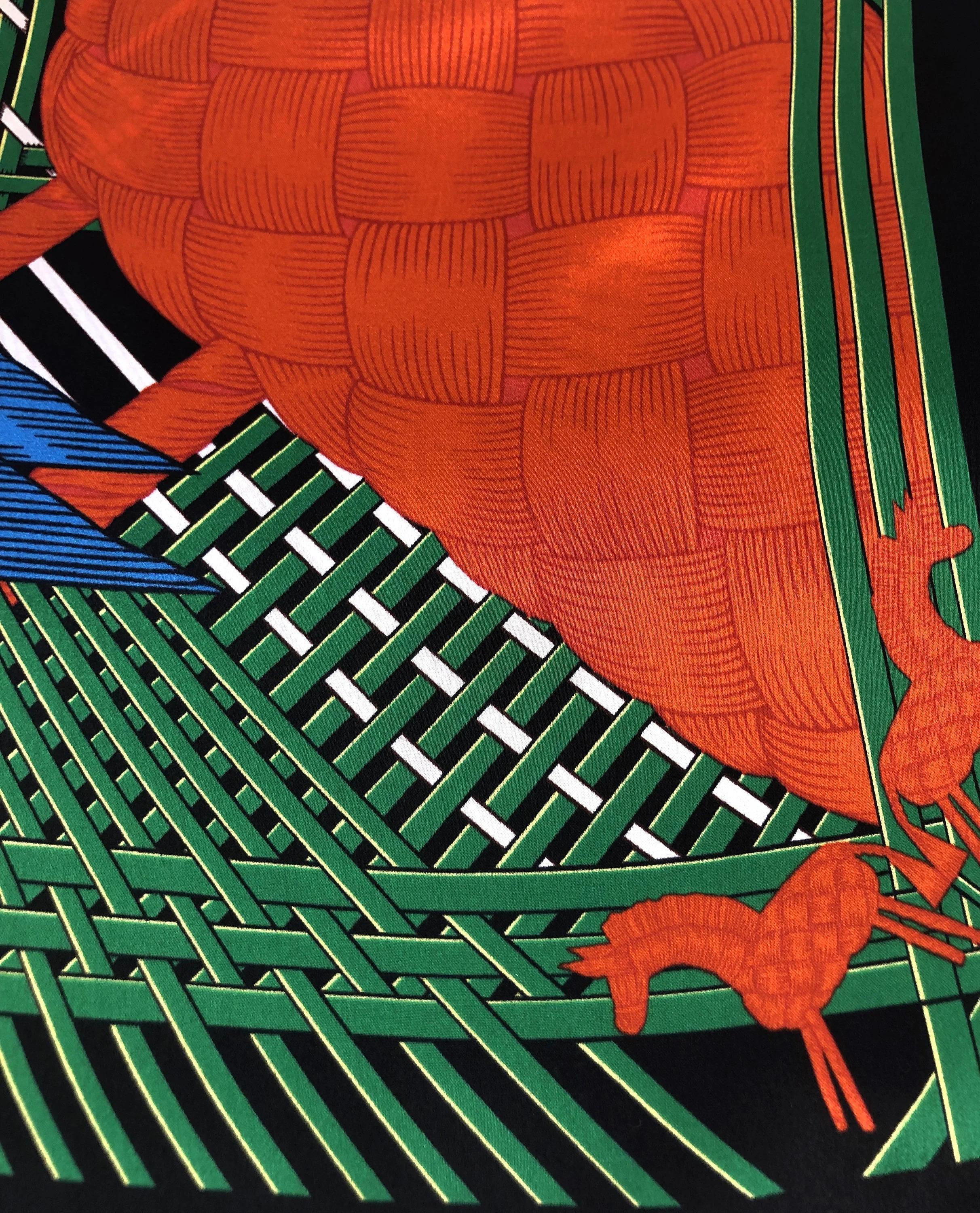 Black Green Art Deco Horse Silk Scarf - 53cm - Scarves4you