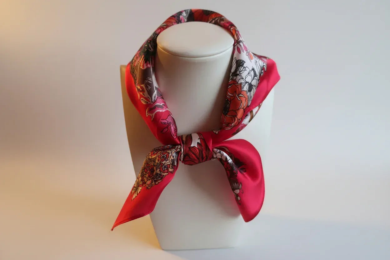 53x53 cm Premium Mulberry Silk Scarf | Enchanted Garden & Deer | Luxury Square Scarf | Women's Neckerchief - Scarves4you