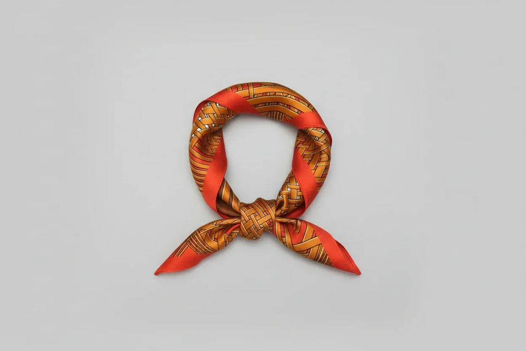 Orange Horse Geometric Silk Scarf - 53cm - Scarves4you