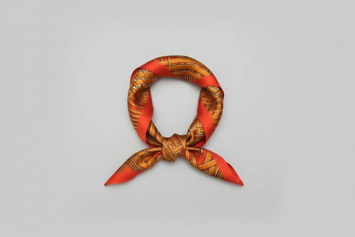 Orange Horse Geometric Silk Scarf - 53cm - Scarves4you