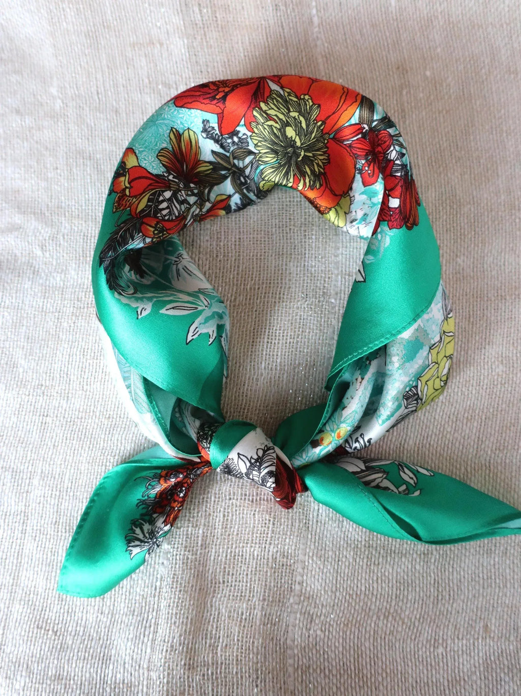 Turquoise Deer Garden Silk Scarf - 53cm - Scarves4you