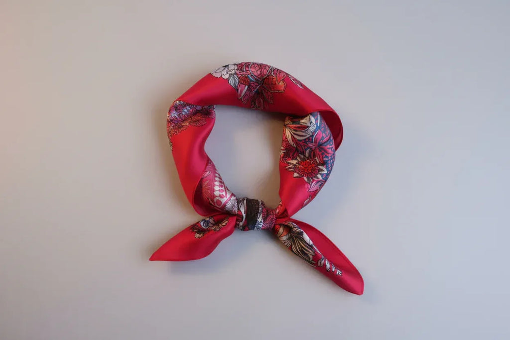 53x53 cm Premium Mulberry Silk Scarf | Enchanted Garden & Deer | Luxury Square Scarf | Women's Neckerchief - Scarves4you