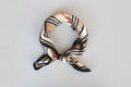 Natural Mulberry Silk Square Scarf - Beige Black Red Stripe Pattern 53x53cm - Scarves4you