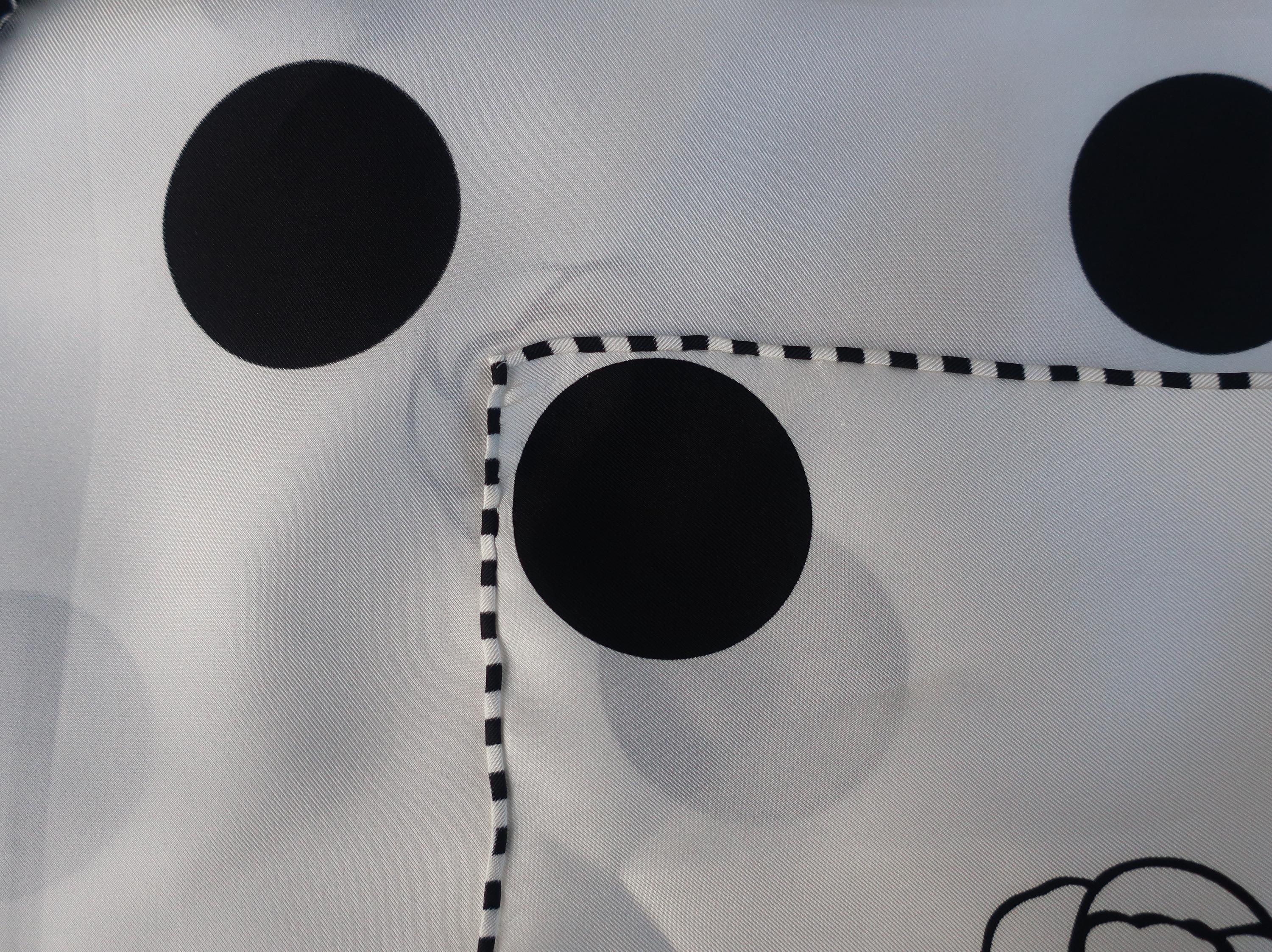White Camellia Dot Silk Scarf - 53x53cm - Scarves4you