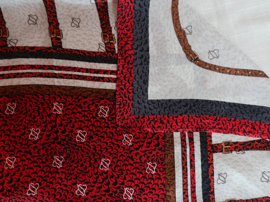 Silk Square Scarf 53×53 cm – Red Geometric Stripe Print | Luxury Bandana - Scarves4you