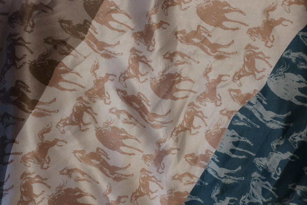 Beige Horse Print Silk Scarf - 53cm - Scarves4you