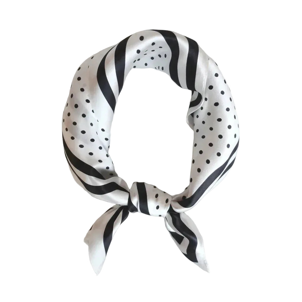 White Polka Dot Silk Scarf 53×53 cm | Classic Bandana - Scarves4you