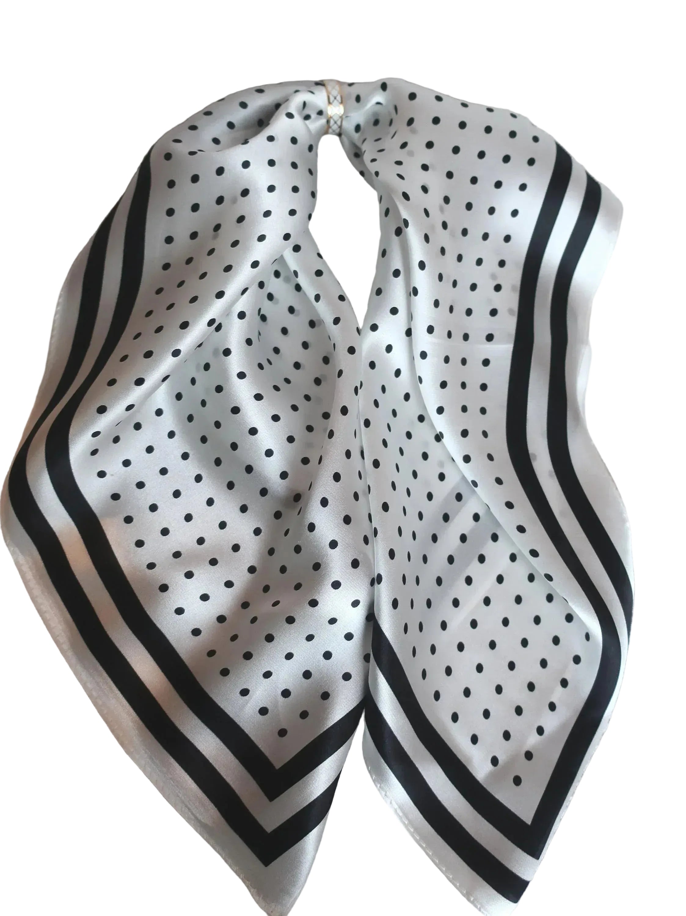 White Polka Dot Silk Scarf 53×53 cm | Classic Bandana - Scarves4you